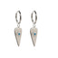Corazon silver huggies, rhodium plated brass, silver heart hoop