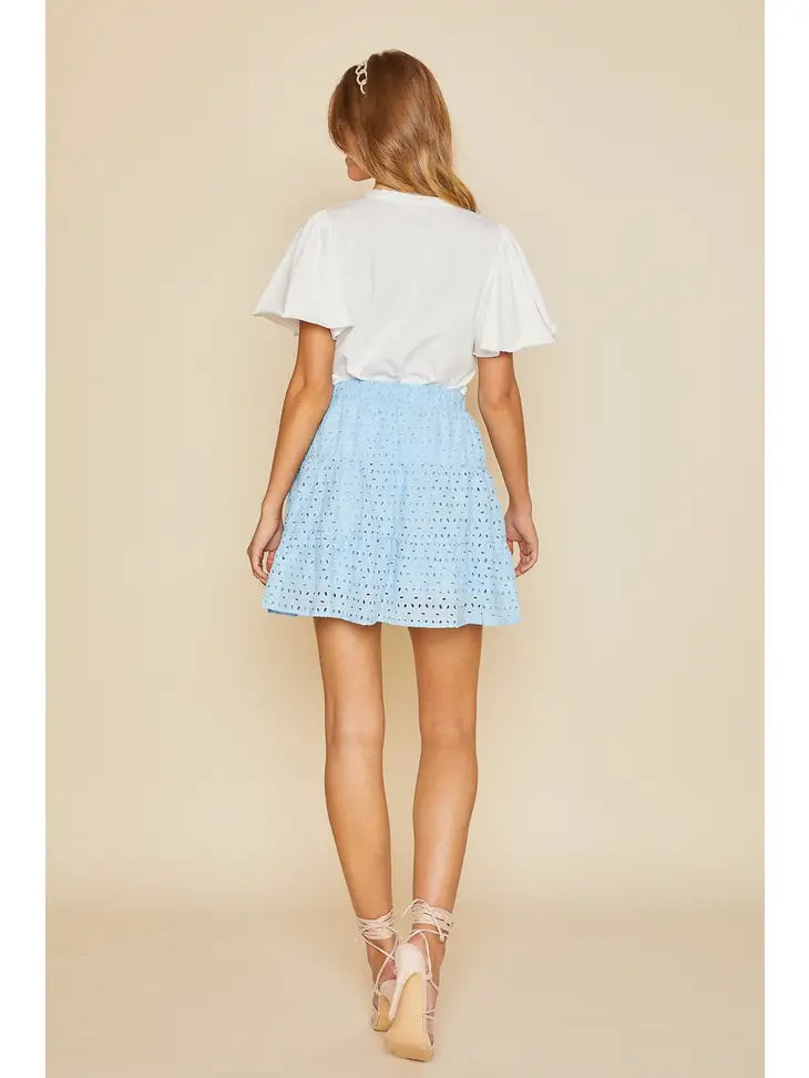 Elastic Drawstring Tiered Mini Skirt