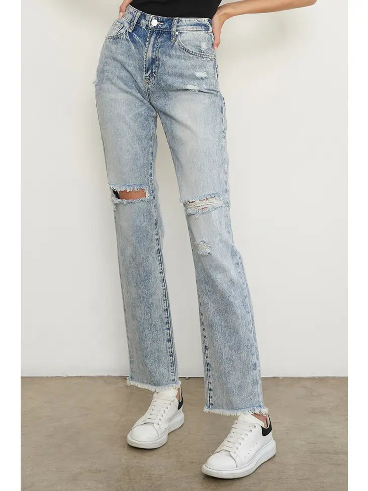 Ripped Frayed Hem Jeans