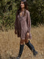 Woven Crepe Chiffon Long Sleeve Babydoll Dress