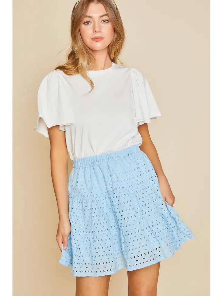 Elastic Drawstring Tiered Mini Skirt