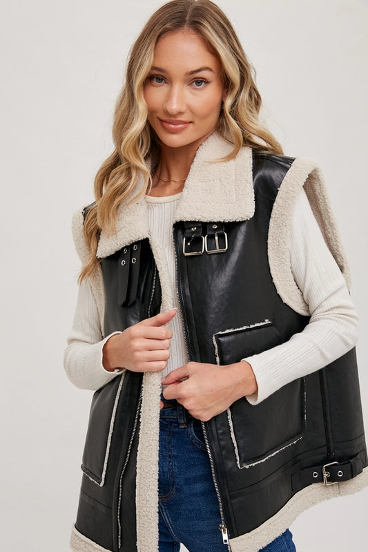 Shearling Moto Vest