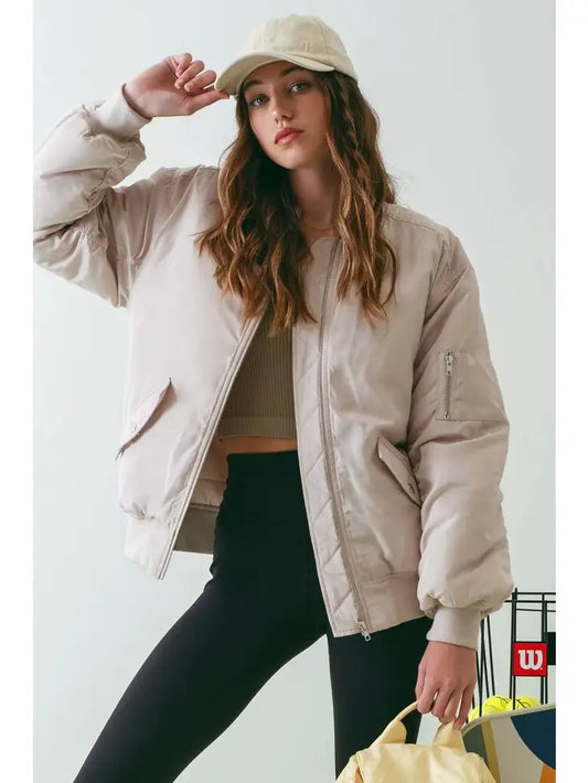 Ruched Bomber Jacket